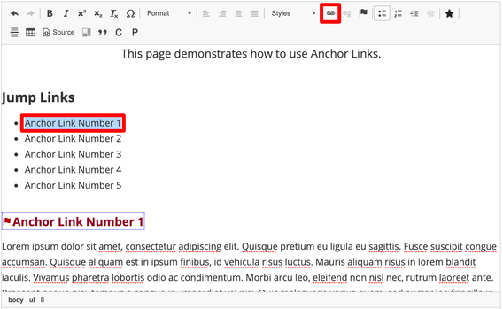 Creating Anchor Link