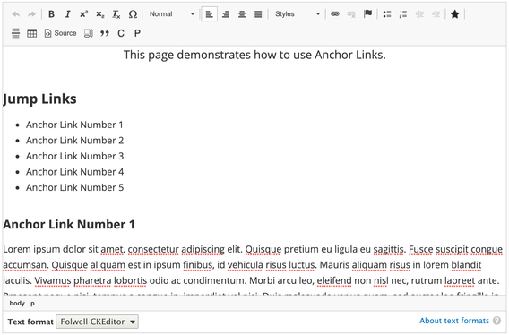 Text on the page before adding in anchors and links