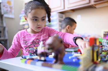 Kailei playing with legos