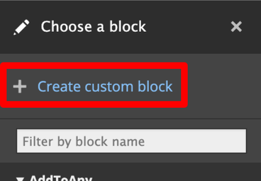 Create a new custom block button